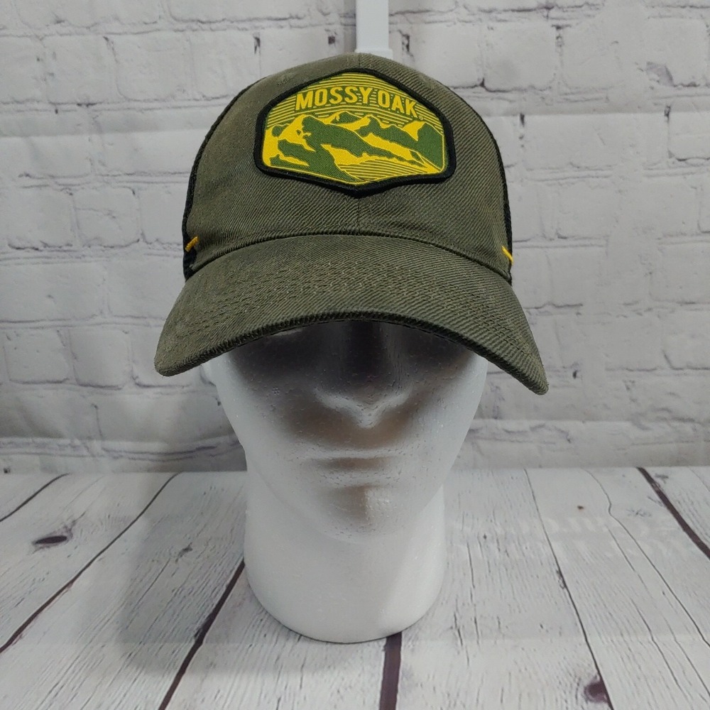 Mossy Oak Hat Cap Snap Back Adjustable Green Gold Pre Owned HT 96 86 - Picture 1 of 7